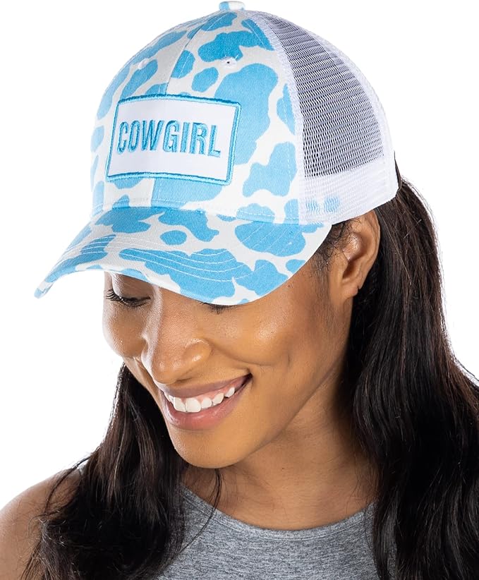 Funky Junque Trucker Hat for Women – Distressed Low Profile Western Camo Baseball Cap with Mesh, Trendy and Adjustable Fit