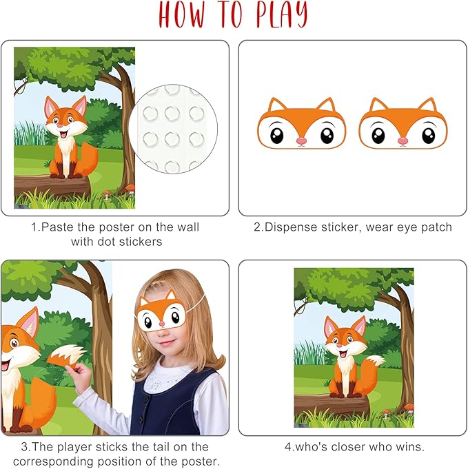 ASTARON Pin The Tail on The Fox Party Game - Image 3