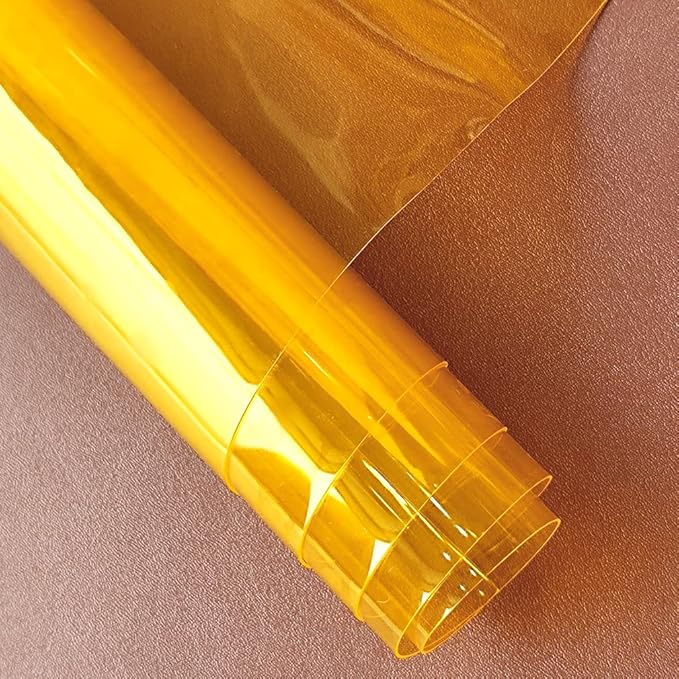 HYANG Light Yellow Transparent PVC Super Clear Holographic Vinyl Faux Leather - Image 3