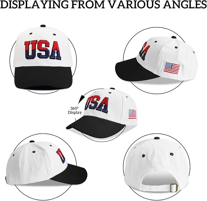 American Flag Patriotic Baseball Cap | Embroidered USA Flag 100% Cotton Adjustable Hat for Men & Women