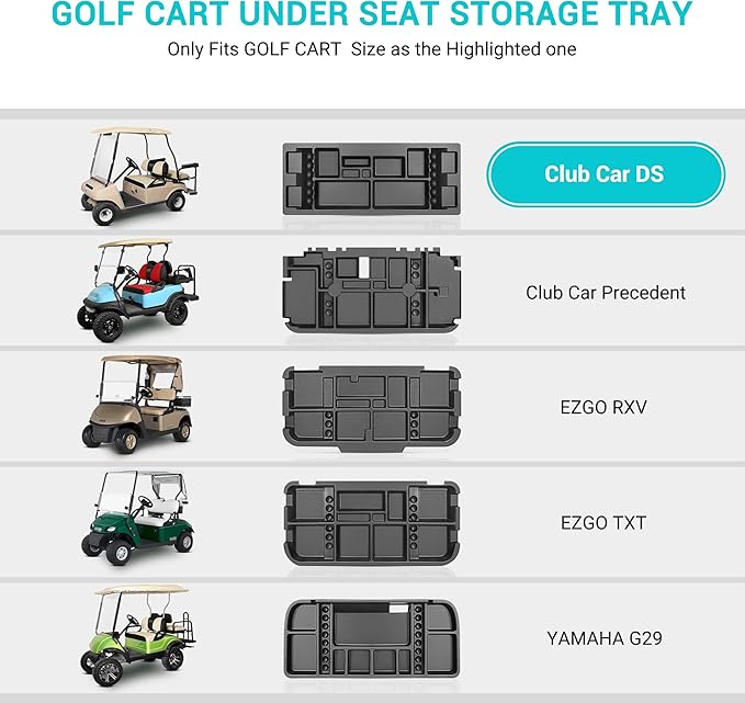 10L0L Golf Cart Under Seat Storage Tray Fits EZGO TXT, RXV, Club Car DS, Club Car Precedent, Yamaha G29, Electric Vehicle with Original Trojan Battery Underseat Organizer Container Holder Plate
