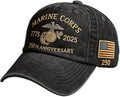 USA 250th Anniversary Hat, Adjustable 250th Anniversary Printed Patriotic Baseball Caps, Tribute Retro Washed Hat
