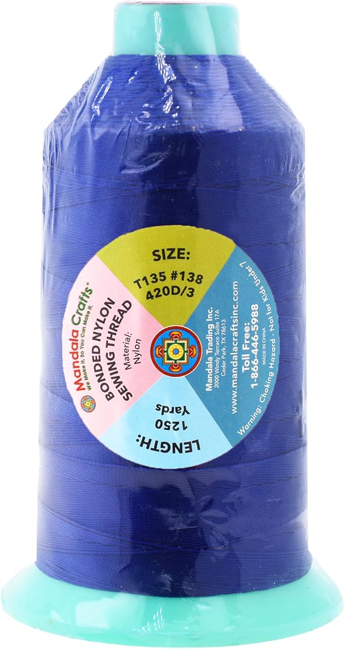 Mandala Crafts Bonded Nylon Thread Royal Blue Heavy Duty Sewing Threads - Image 3