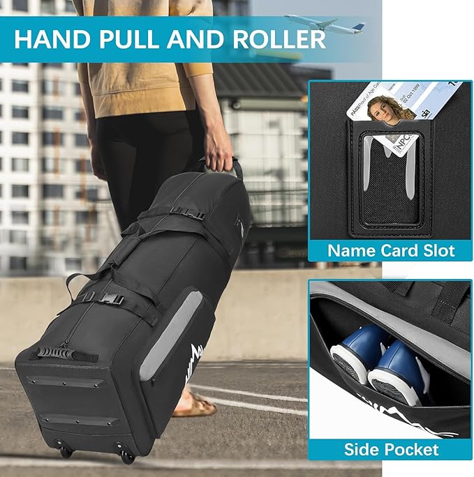 Himal Outdoors Soft-Sided Golf Travel Bag with Wheels - Heavy Duty 600D Polyester Oxford Wear-Resistant, Excellent Zipper Universal Size