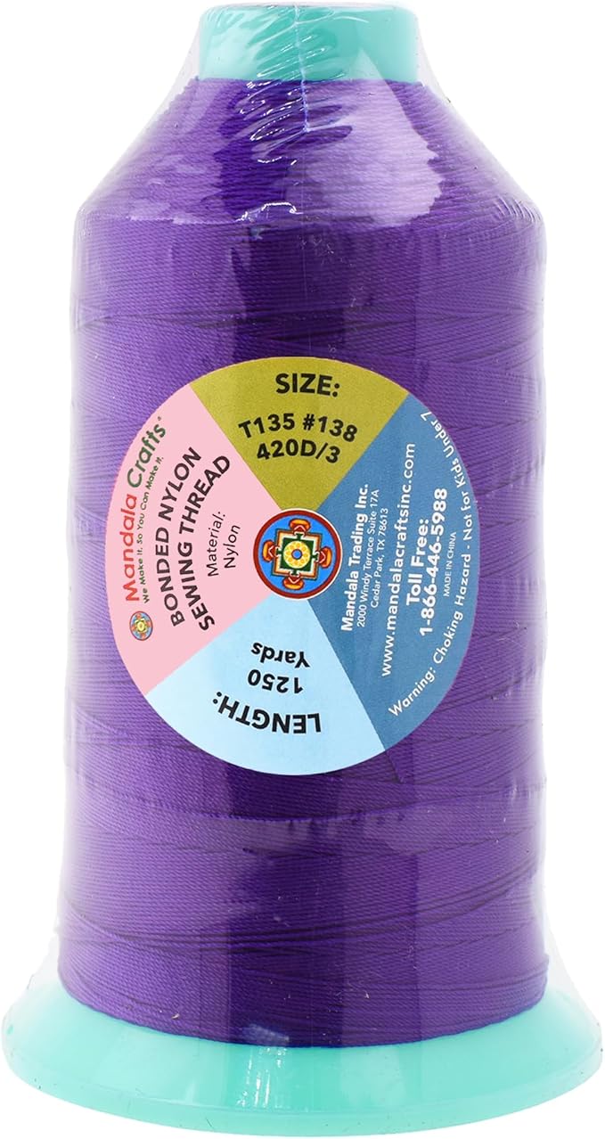Mandala Crafts Bonded Nylon Thread True Purple Heavy Duty Sewing Threads - Image 3