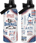 Baseball Water Bottle - 32oz Stainless Steel Insulated Sport Bottles with Lid - Men Baseball Lover Player Fan Coach