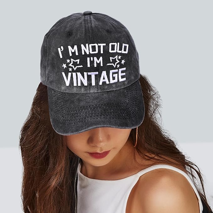 Embroidered Baseball Cap for Women Men Vintage Adjustable Washed Distressed Denim Baseball Hat
