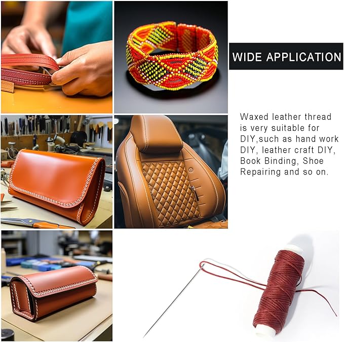 Waxed Thread for Leather Sewing 24 Colors 210D Hand Stitching Thread Waxed Flat - Image 6