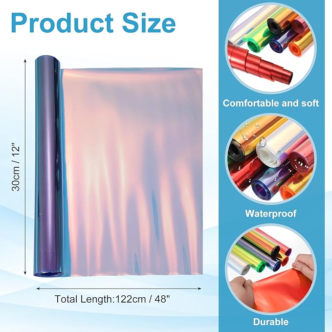 MECCANIXITY Holographic Clear PVC Vinyl Film Holographic PVC Fabric Waterproof - Image 2
