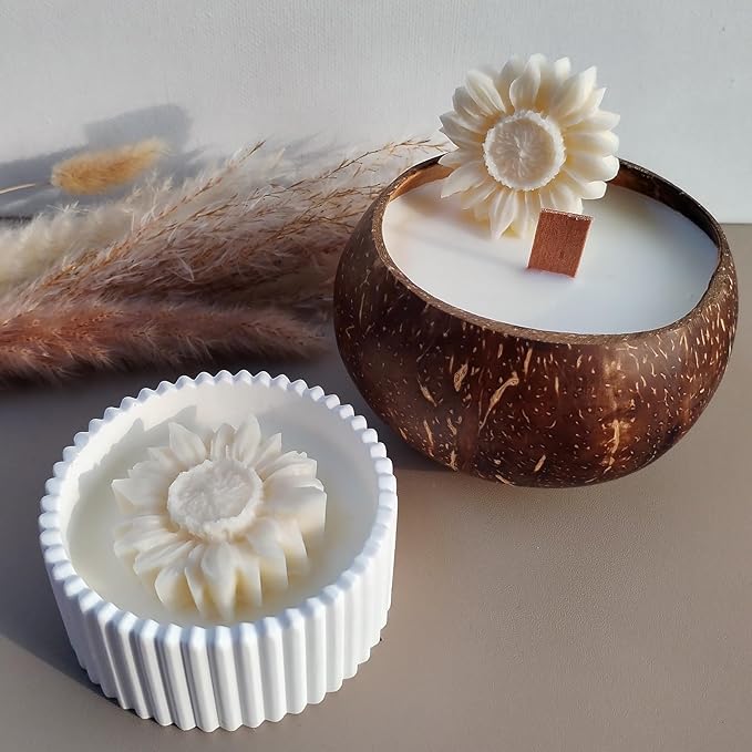 Wehous 2PCS Sunflower Candle Mold Unique Flower Silicone Fondant Chocolate Cake - Image 6