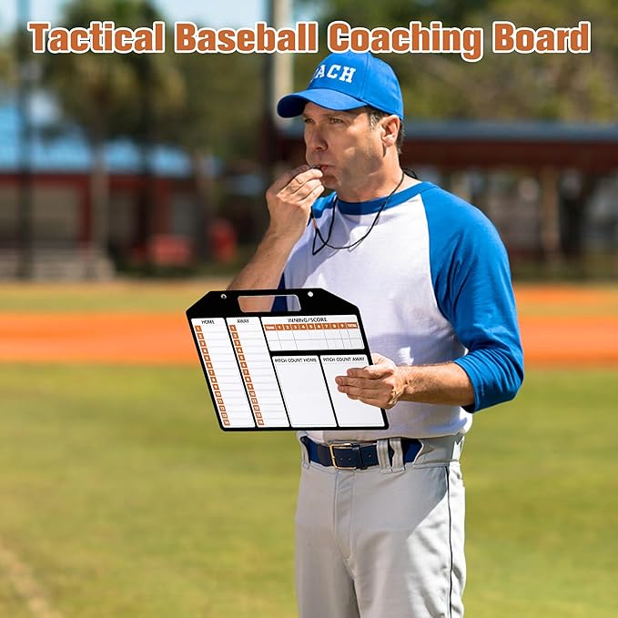 Magnetic Baseball Coach Clipboard, Anglecai Double-Sided Dry Erase Baseball Lineup Board for Softball Dugout Board Baseball Coaching Board with 30 Lineup Card/ 10 Magnet/2 Marker/2 Hook (Black)