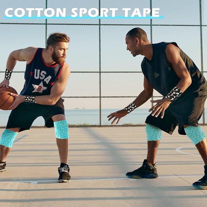 TrelaCo 1 Pcs Wrist Tape Baseball Cross Christian Athletic Tape 2in x 23ft Sports Wrap Cotton for Football Hockey Soccer Baseball Fingers Ankles Wrist Injury Wrap (Colorful Dots,Blue)