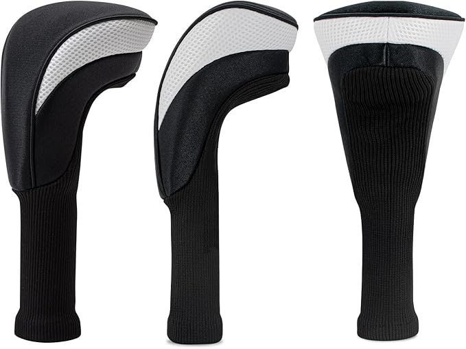Golf Club Head Covers for Woods 3/4/5/6 Pieces Long Neck Mesh Sports Golf Club Headcovers Set with Interchangeable No. Tags 3 4 5 6 7 X Golf Accessories for Men Women