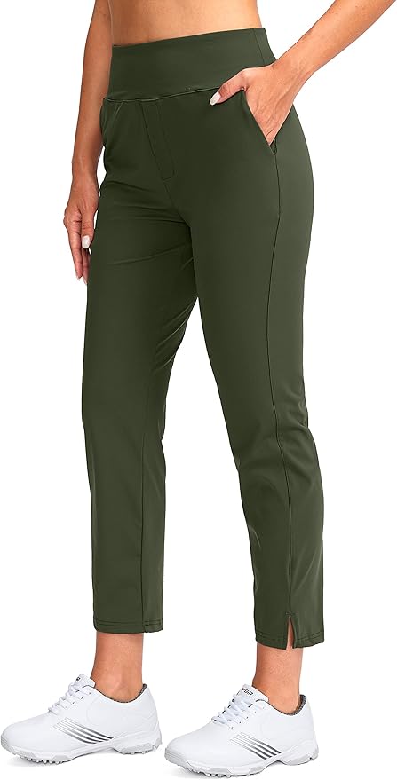 YYV Women's Golf Pants Stretch Work Ankle Pants High Waist Dress Pants with Pockets for Yoga Business Travel Casual