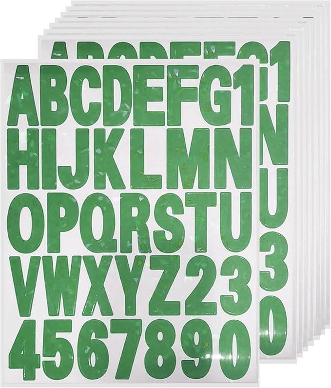 Starboling Letter Stickers, 2 inch 8 Sheets Green Alphabet Sticker, Self by Starboling