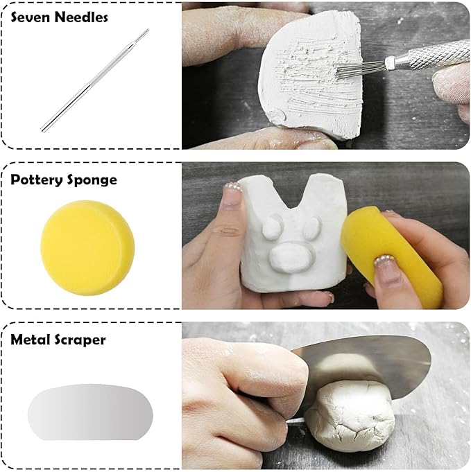 EIGTWEN 100ml Air Dry Clay Glaze and 29pcs Clay tools kit, Matte Clay Varnish - Image 7