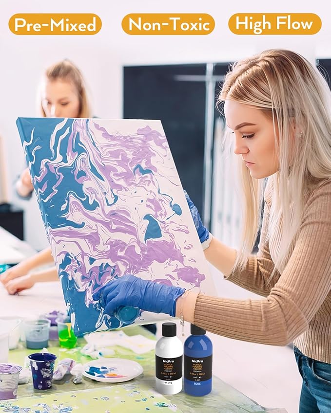 Nicpro 14 Colors 8.45oz Acrylic Pour Paint Supplies Kit, Large Volume Premixed - Image 7