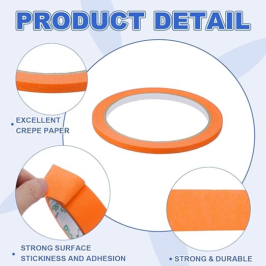 MECCANIXITY Masking Tape 0.2 Inch x 21 Yard Painter's Tape Orange Paint Tapes - Image 3