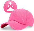 Criss Cross Ponytail Hat Women Washed Distressed Baseball Caps Adjustable High Messy Bun Ponycap