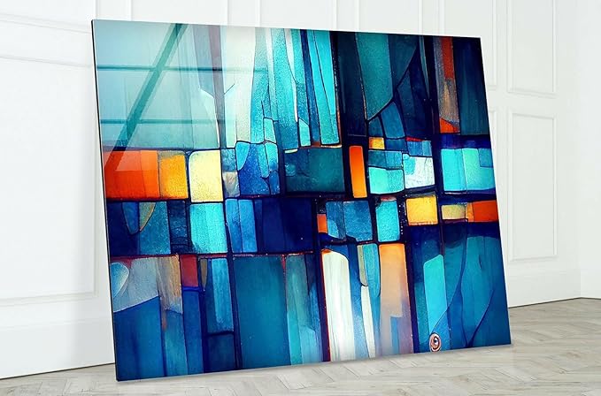 My Photostation.com 35.5Wx30H'' Blue Vibrant Stained Glass Wall ArtTempered - Image 6