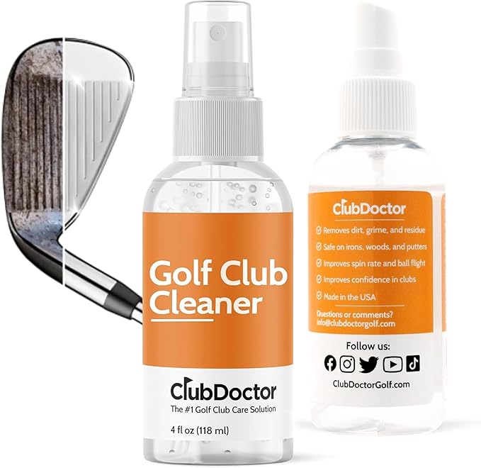 Club Doctor Golf Club Cleaner Spray, Club Cleaning Solution Removes Dirt from Grooves, Increase Spin and Improve Ball Flight, Fits into Bag for Convenience - 4 oz