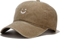 Smile Face Baseball Cap Vintage Distressed Low Profile Unstructured Cotton Dad Hat Adjustable for Women Men