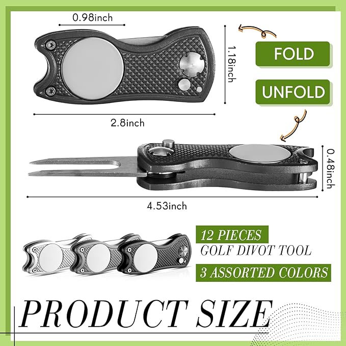 Poen Pcs Golf Divot Tool Golf Repair Tool with Magnetic Ball Marker and Popping Button Metal Foldable Switchblade Repair Fixer for Golfers Prizes