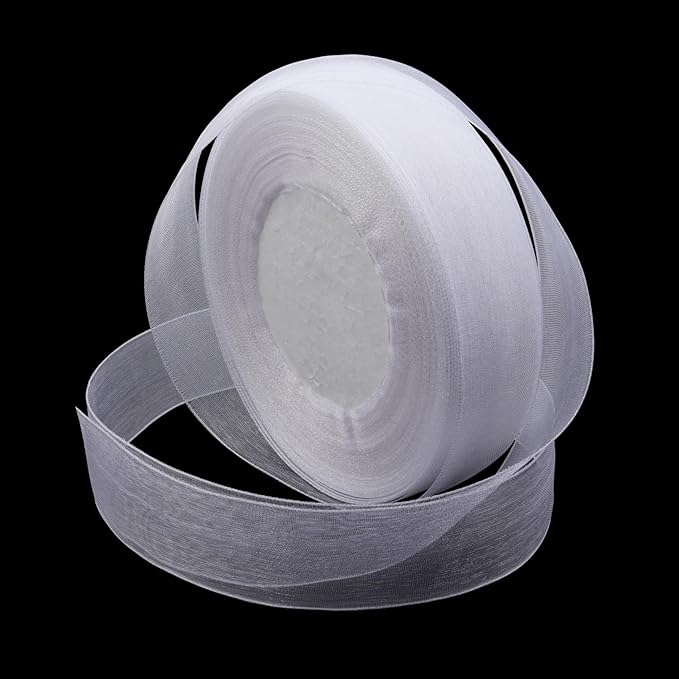 White Ribbon for Gifts Wrapping, 1 inch 50Yard Sheer Organza Ribbon, Gift Wrap by Sentoyou