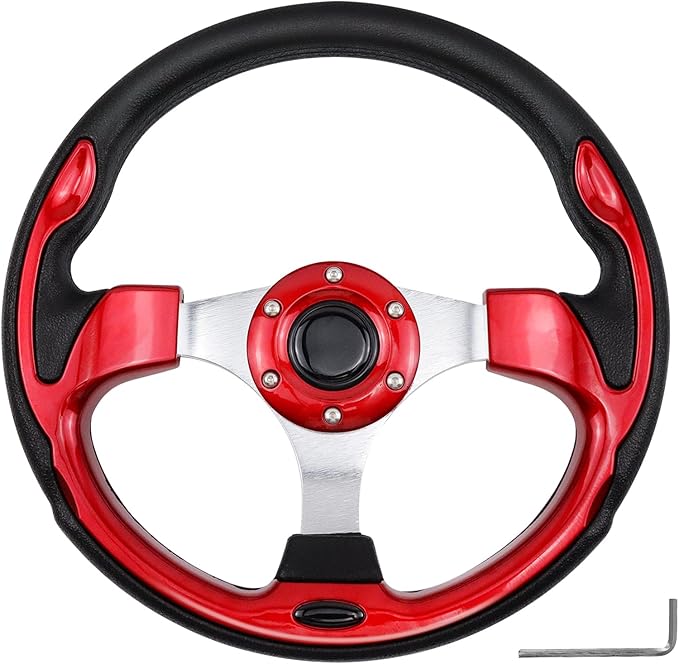 Golf Cart Steering Wheel, Skid Steering Wheel, Universal Golf Cart for Club Car EZGO RXV and TXT, Yamaha, Precedent Tempo, DS