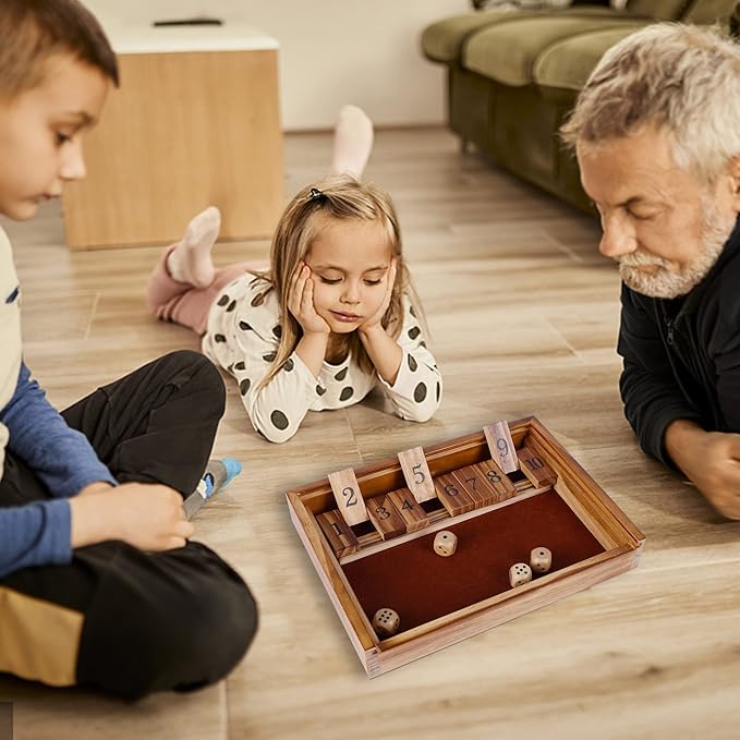 Glintoper Shut The Box & 4 in a Row Tables Game Set, Classic Wood Dice Game - Image 6