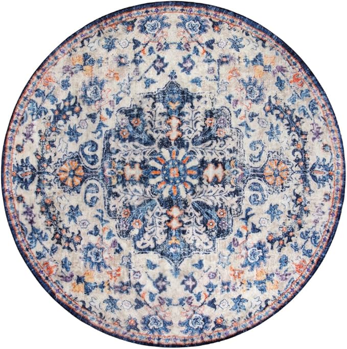 Lahome Bohemian Round Rug 3Ft Small Bedroom Round Area Rug Soft Bathroom Circle - Image 9