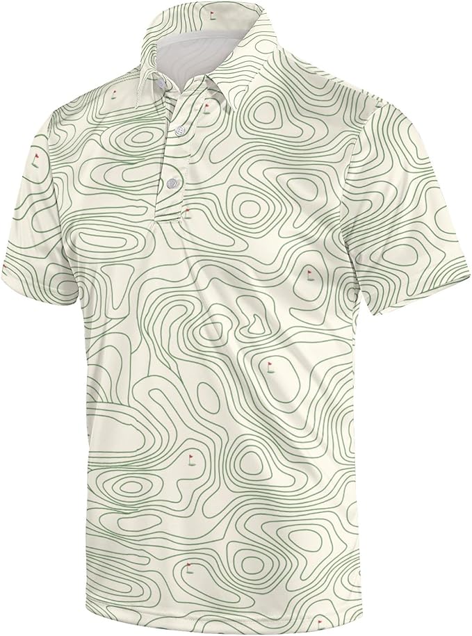 Golf Polo Shirts for Men Funny Print Short Sleeve Golf Shirts Performance Golf Polos