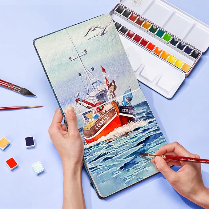 Lightwish Square Watercolor Journal, 100% Cotton, 300gsm/140lb, 24 Sheets Cold - Image 6