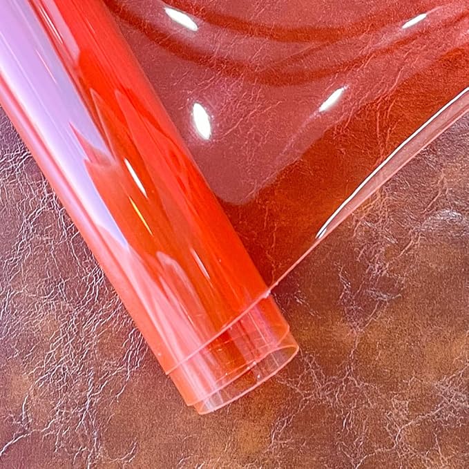 HYANG Salmon Transparent PVC Super Clear Holographic Vinyl Faux Leather Sheets - Image 3