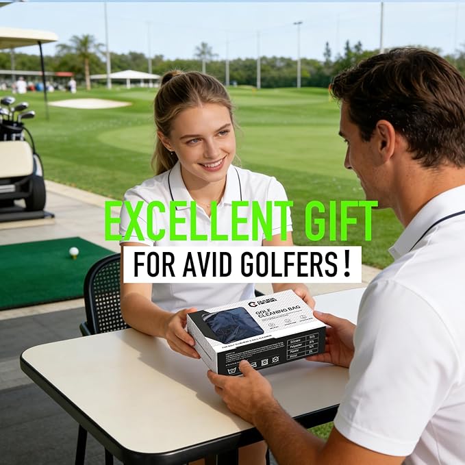GAIARENA Golf Cleaning Bag Pouch Golf Ball Washer Club Cleaner with Scrub and Wipe Cloth Gifts Ideas for Golfers On-Course Golf Accessories