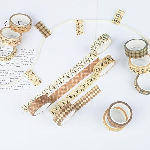 12 Rolls Martini Washi Tape, Vintage Brown Checkered Bow Masking Tape, Martini - Image 3