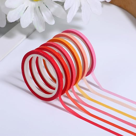 20 Rolls Rainbow Washi Tape Slim, 3mm Colorful Rainbow Pastel Washi Tape Set - Image 4