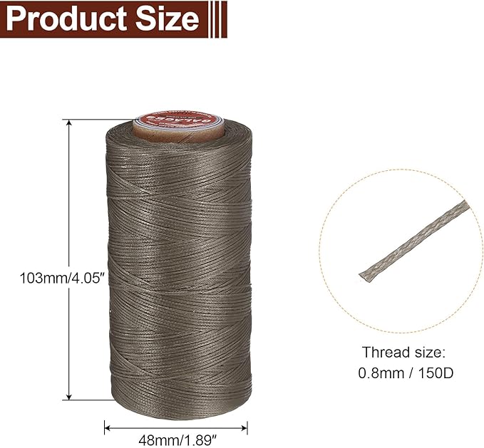 uxcell Flat Leather Sewing Waxed Thread, 270m / 295 Yards Polyester Wax String - Image 2