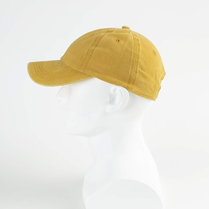 LANGZHEN Unisex Baseball Cap 100% Cotton Fits Men Women Washed Denim Adjustable Dad Hat