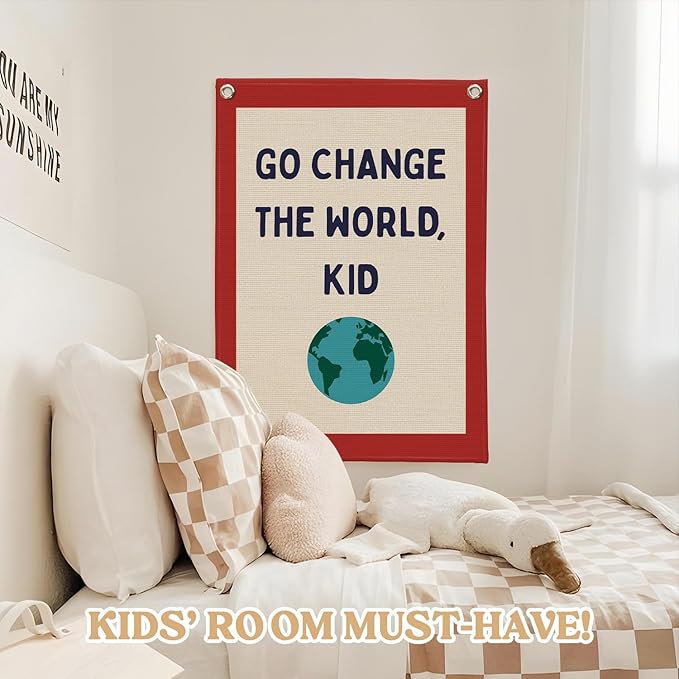 Classroom Decor, Motivational Wall Decor, Go Change the World Kid Linen Canvas - Image 5