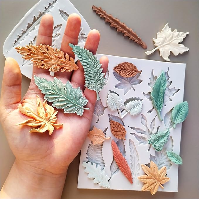 2PCS Leaf Silicone Molds, Tree Leaves Shape Cake Fondant Mold, 3D Unique - Image 2