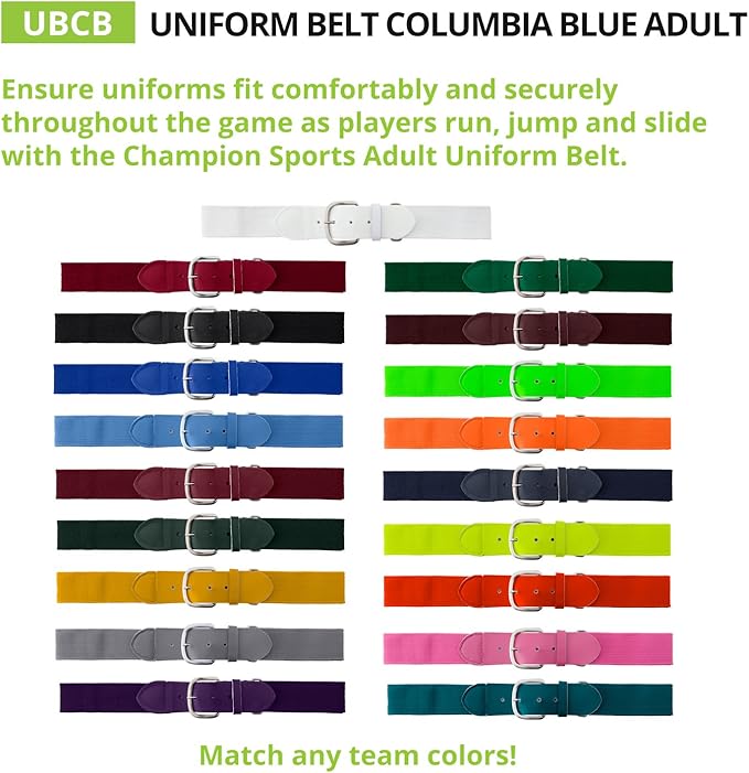 Champion Sports Baseball & Softball Belt – Stretch Fit Uniform Belt for Youth & Adult Players, Multiple Colors