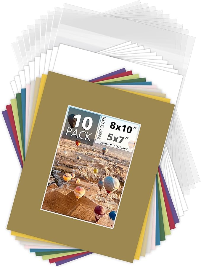 Mat Board Center, 8x10 for 5x7 Mix Color Picture Mat Sets by MatBoardCenter