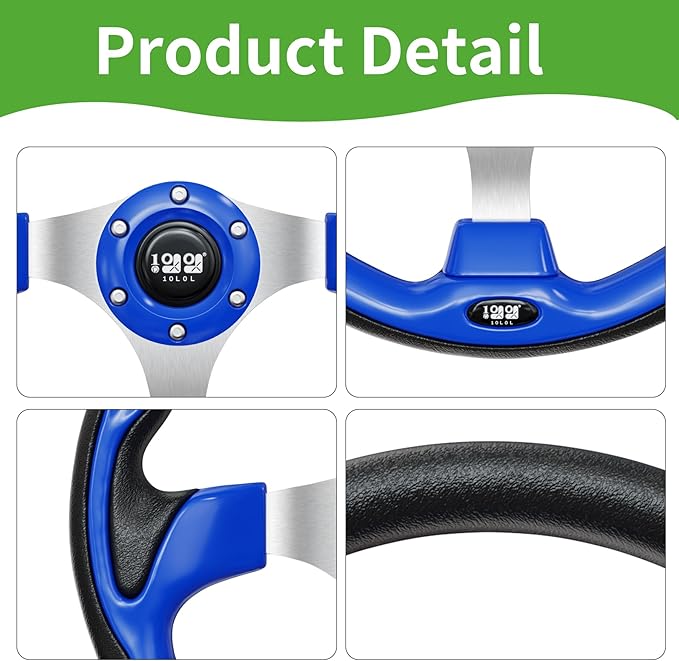 10L0L Golf Cart Steering Wheel, Universal Design Fit for Yamaha EZGO RXV & TXT, Club Car DS, Club Car Precedent Tempo Most Golf Cart - Klein Blue