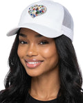Funky Junque Trucker Hat for Women – Distressed Low Profile Western Camo Baseball Cap with Mesh, Trendy and Adjustable Fit