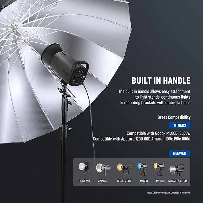 NEEWER 65"/165cm Parabolic Reflective Umbrella Photography - Image 5