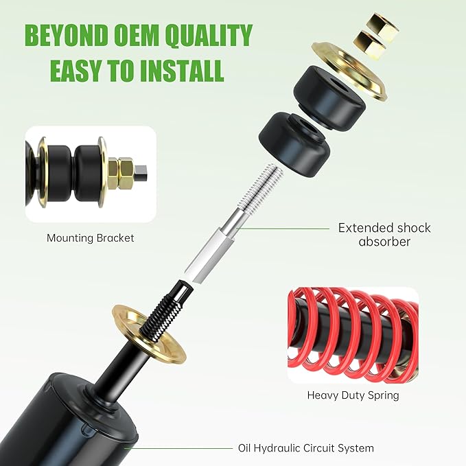 10L0L Heavy Duty Coil Springs Golf Cart Front/Rear Shock Absorber Kit for EZGO TXT, Medalist 1994-up Gas or Electric, OEM# 70928-G01 70630-G01 76418-G01 70248-G01 70324-G01 76419-G01 (Red)