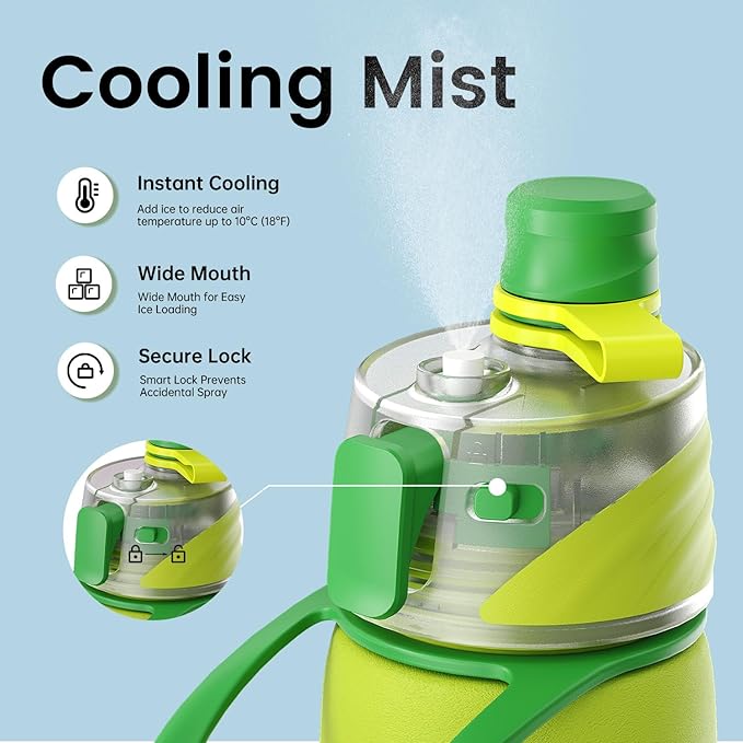 Tennis Water Bottle - 20oz Insulated Misting Water Bottles Stainless Steel 3D Textured - Tennis Accessories Gift for Kids