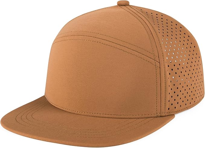 FEINION Men Flat Brim Adjustable Performance Hat Snapback Laser Perforated Baseball Cap