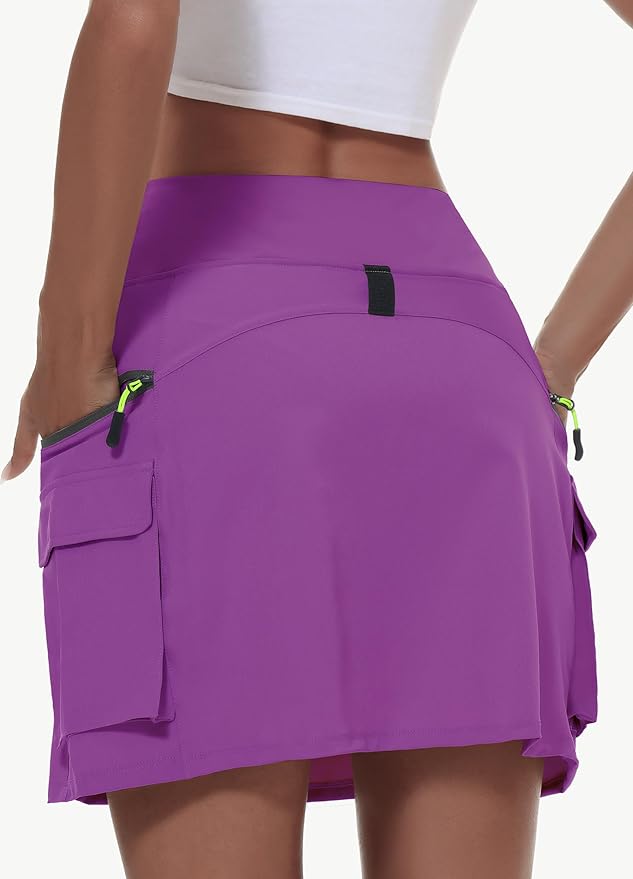 MIVEI Skorts for Woman - Hiking Cargo Skorts with Zipper Pockets, High Waisted Quick Dry Golf Workout, Dressy Casual
